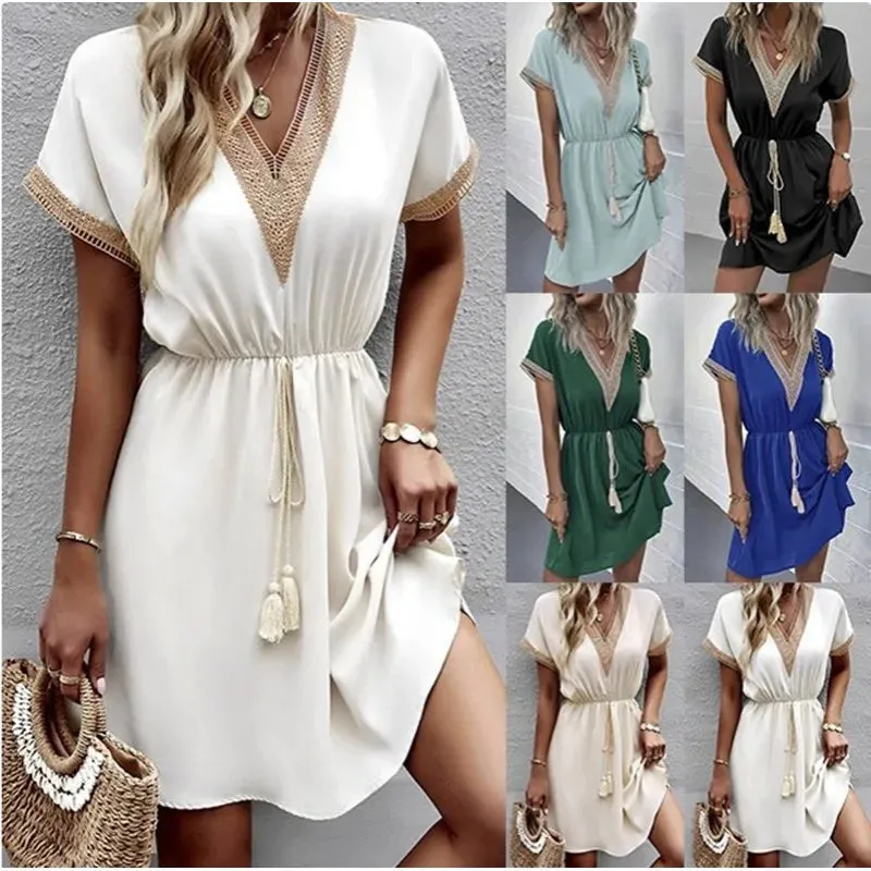 Tassel Tie Mini Dress | Flattering | Casual Chic
