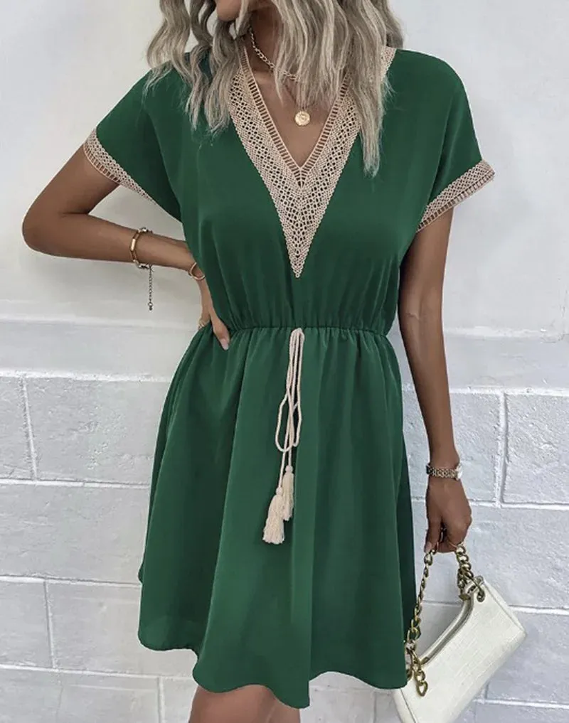Tassel Tie Mini Dress | Flattering | Casual Chic