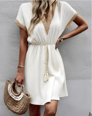 Tassel Tie Mini Dress | Flattering | Casual Chic