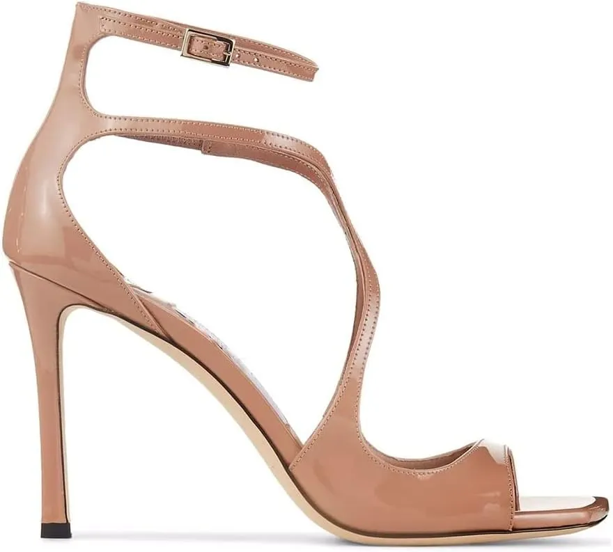 THESHY Women's Heeled Sandals Ankle Strap Buckles Stilettos Open Toe Pumps Cross Strap High Heels Fashion Dress Shoes