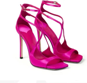 THESHY Women's Heeled Sandals Ankle Strap Buckles Stilettos Open Toe Pumps Cross Strap High Heels Fashion Dress Shoes