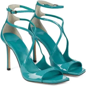 THESHY Women's Heeled Sandals Ankle Strap Buckles Stilettos Open Toe Pumps Cross Strap High Heels Fashion Dress Shoes