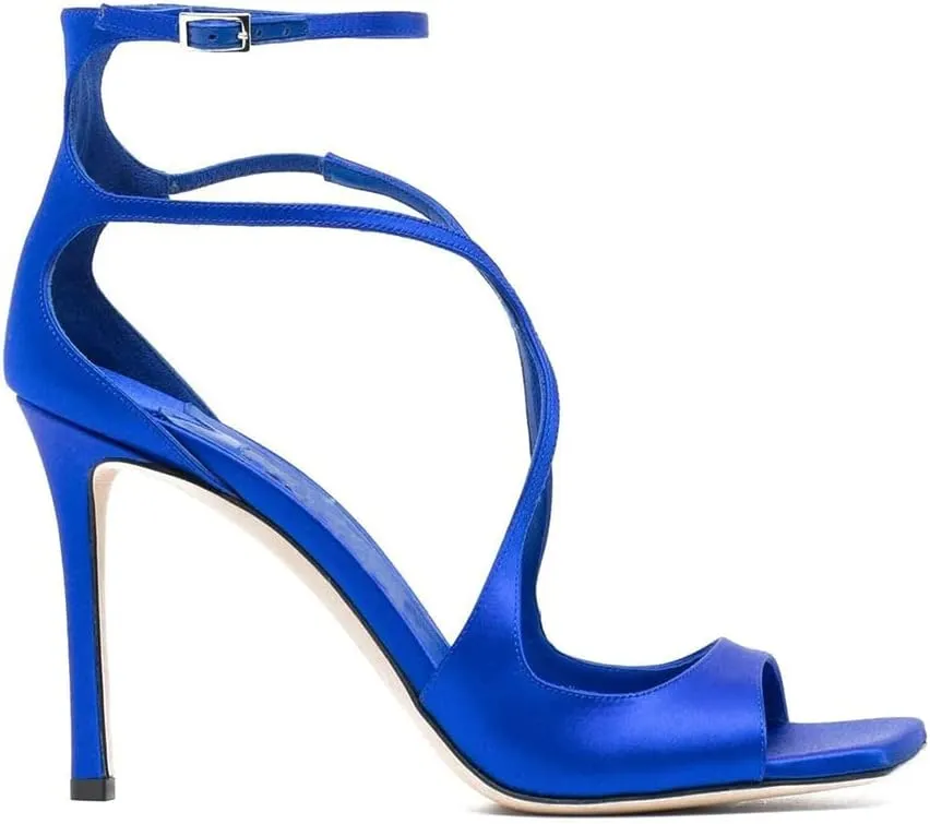 THESHY Women's Heeled Sandals Ankle Strap Buckles Stilettos Open Toe Pumps Cross Strap High Heels Fashion Dress Shoes