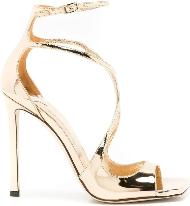THESHY Women's Heeled Sandals Ankle Strap Buckles Stilettos Open Toe Pumps Cross Strap High Heels Fashion Dress Shoes