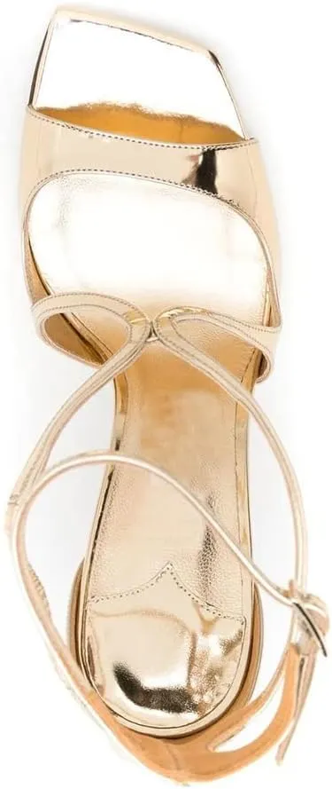 THESHY Women's Heeled Sandals Ankle Strap Buckles Stilettos Open Toe Pumps Cross Strap High Heels Fashion Dress Shoes