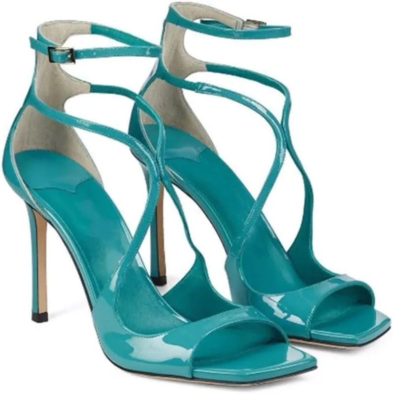 THESHY Women's Heeled Sandals Ankle Strap Buckles Stilettos Open Toe Pumps Cross Strap High Heels Fashion Dress Shoes
