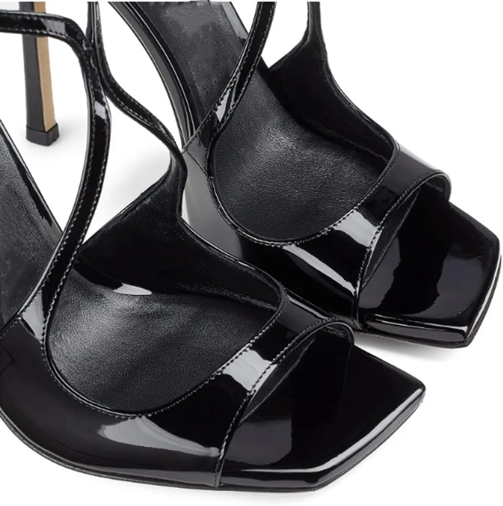 THESHY Women's Heeled Sandals Ankle Strap Buckles Stilettos Open Toe Pumps Cross Strap High Heels Fashion Dress Shoes
