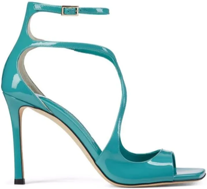 THESHY Women's Heeled Sandals Ankle Strap Buckles Stilettos Open Toe Pumps Cross Strap High Heels Fashion Dress Shoes