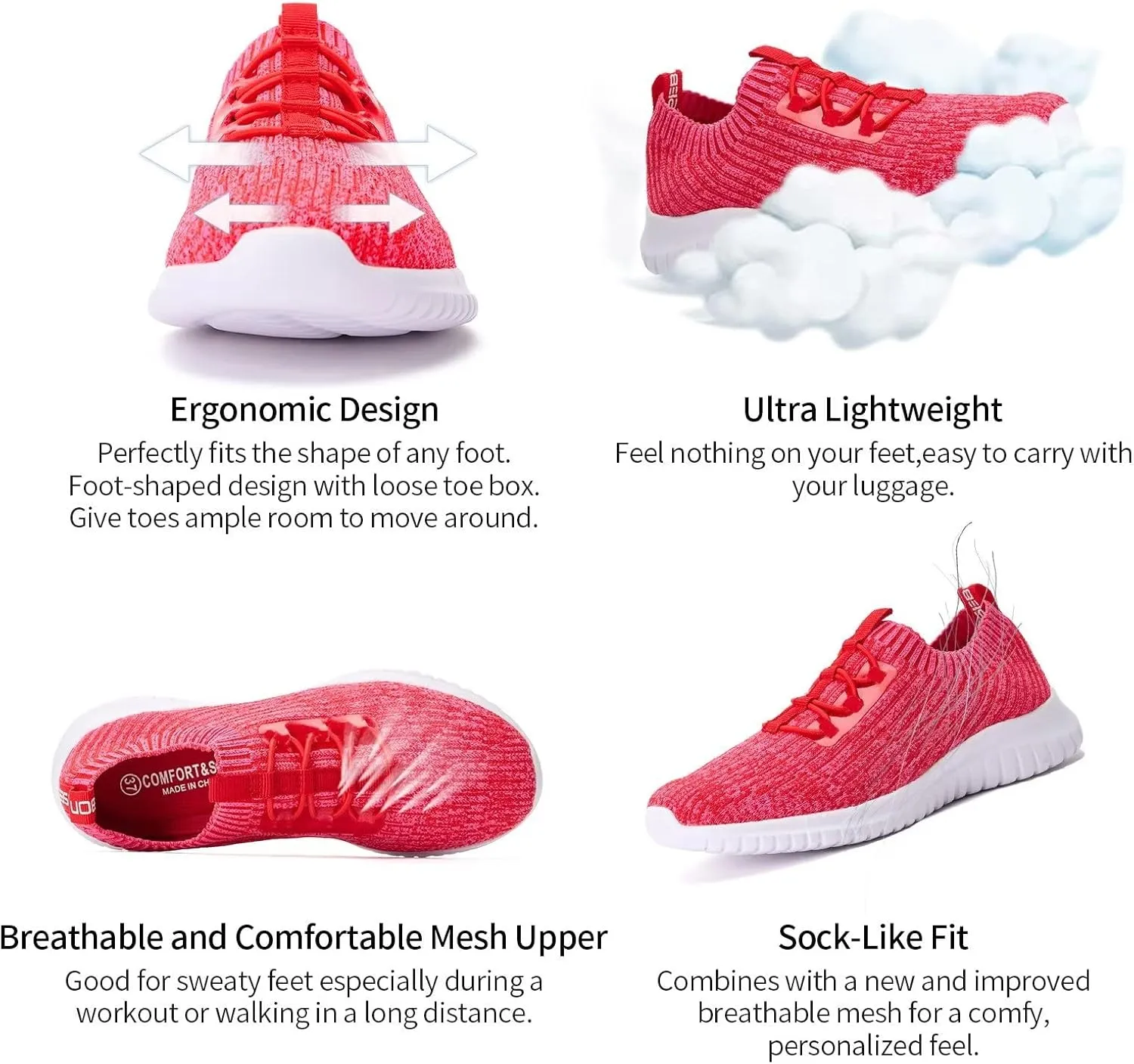 TIOSEBON Women's Slip On Walking Shoes Lightweight Casual Running Sneakers
