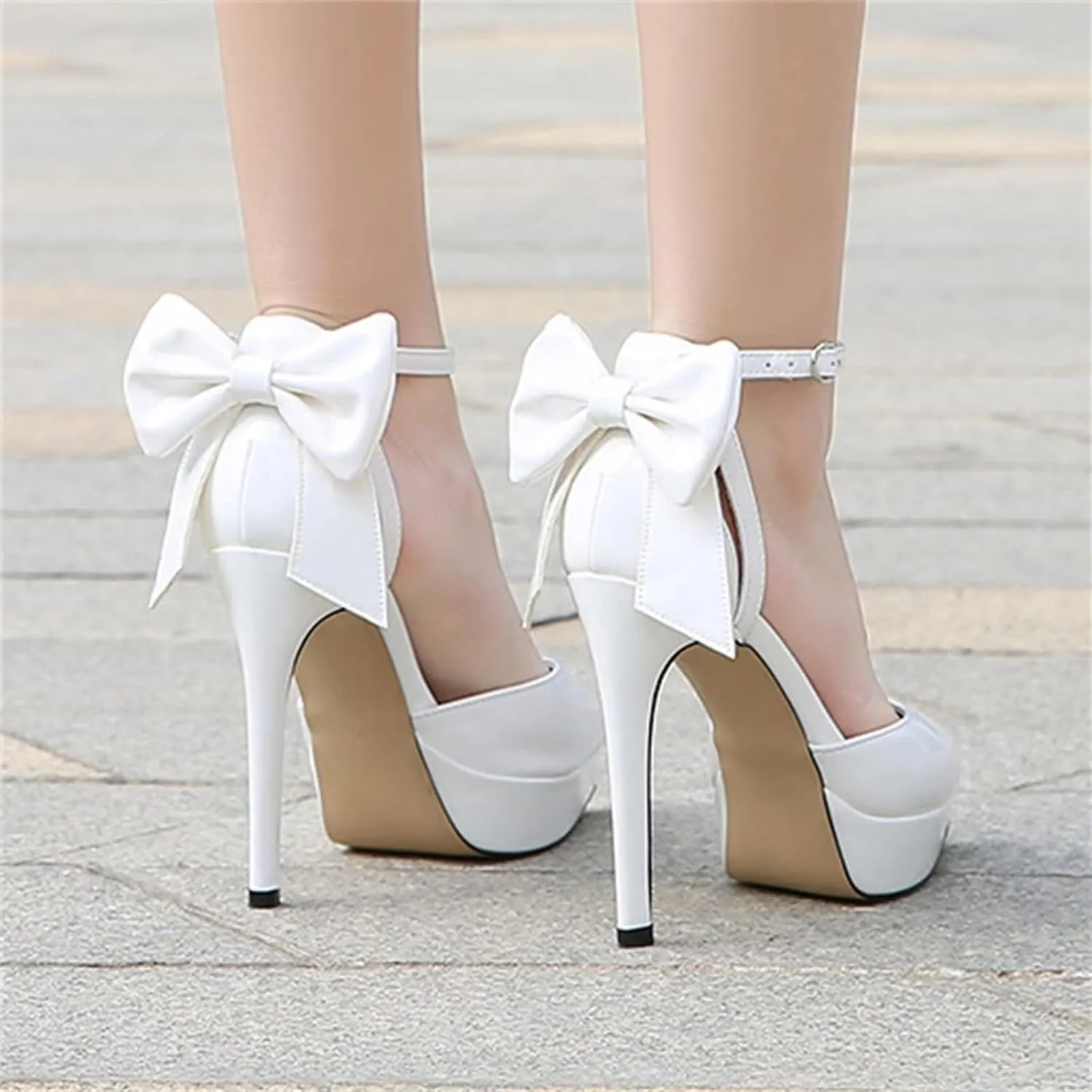 TN TANGNEST Women's Heeled Sandals Shoes Glossy Patent Leather Closed Pointed Toe Stiletto Heel Pumps Shoes with Back Bowknot