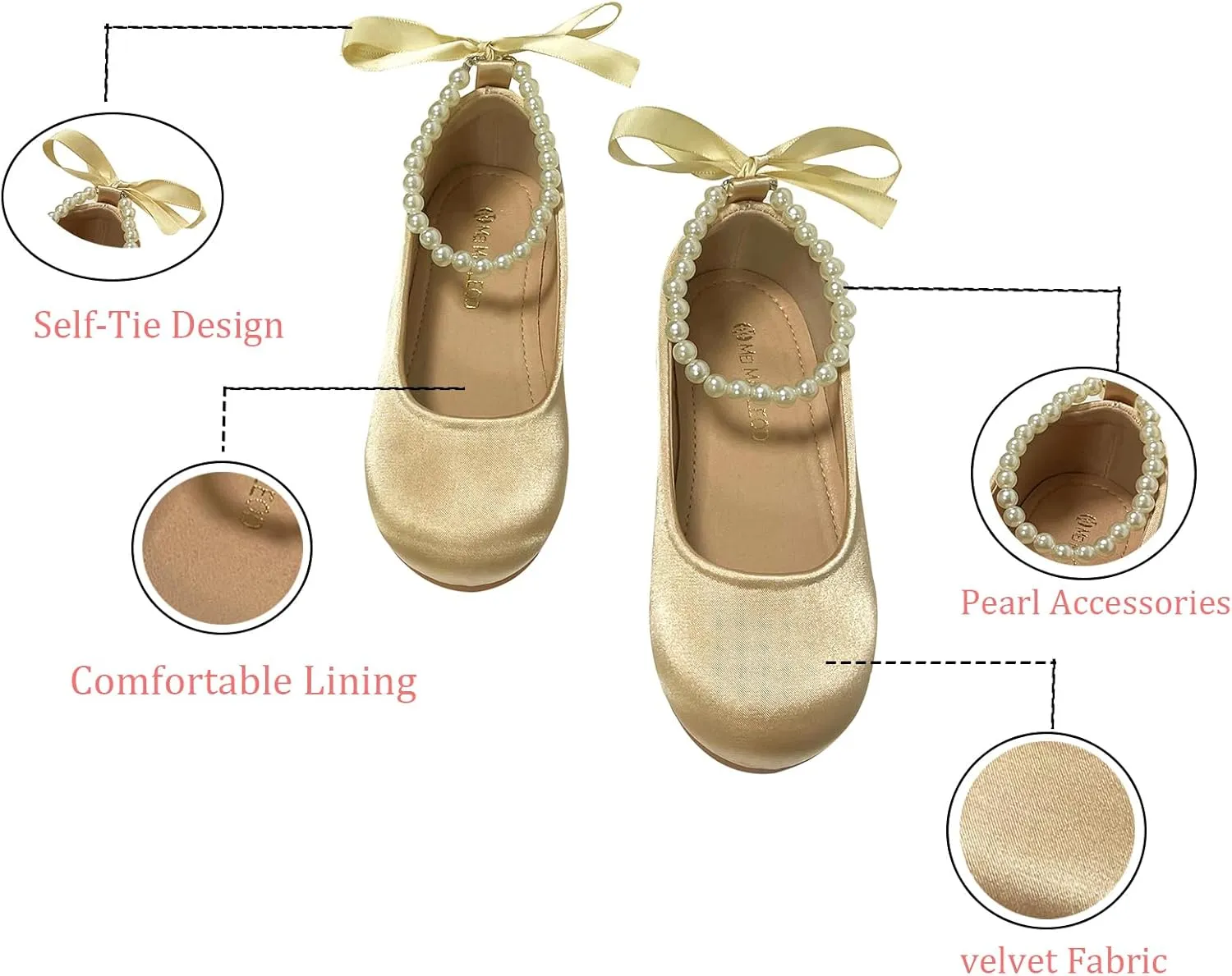 Toddler Flower Girl's Dress Shoes Mary Jane Ballet Shoes for Party,School, Birthday,Performance,Wedding