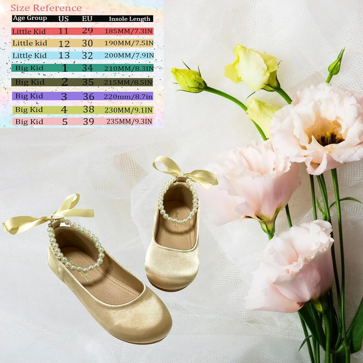 Toddler Flower Girl's Dress Shoes Mary Jane Ballet Shoes for Party,School, Birthday,Performance,Wedding