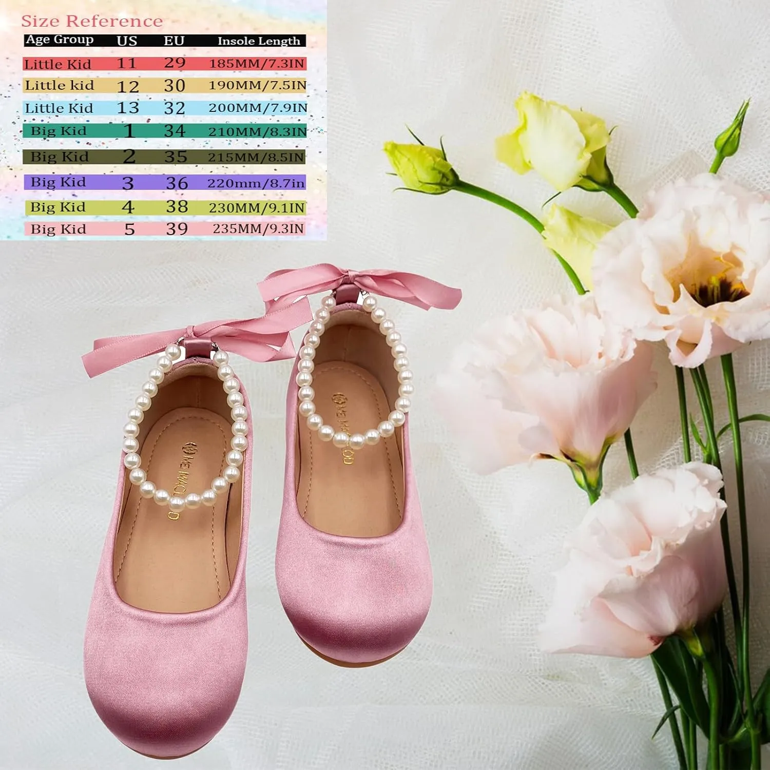Toddler Flower Girl's Dress Shoes Mary Jane Ballet Shoes for Party,School, Birthday,Performance,Wedding