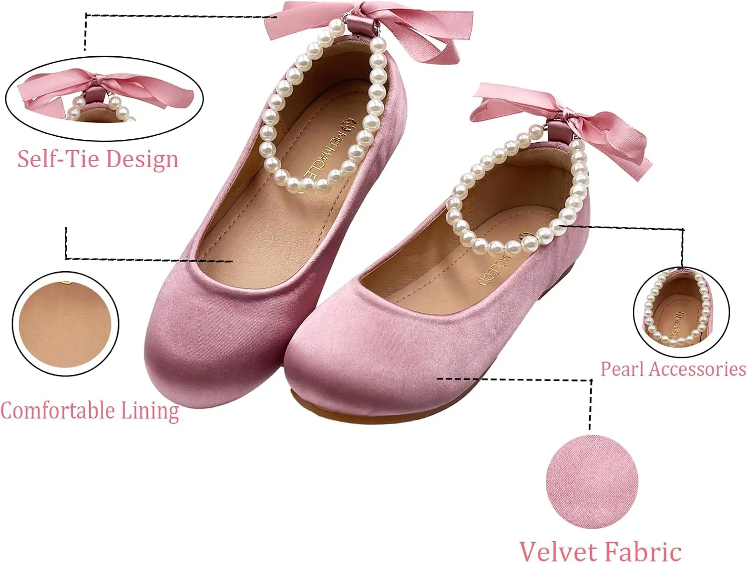 Toddler Flower Girl's Dress Shoes Mary Jane Ballet Shoes for Party,School, Birthday,Performance,Wedding
