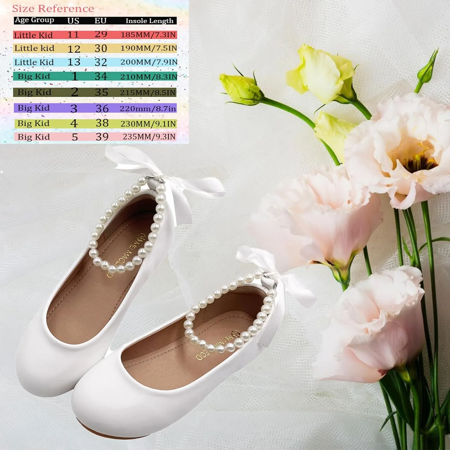 Toddler Flower Girl's Dress Shoes Mary Jane Ballet Shoes for Party,School, Birthday,Performance,Wedding