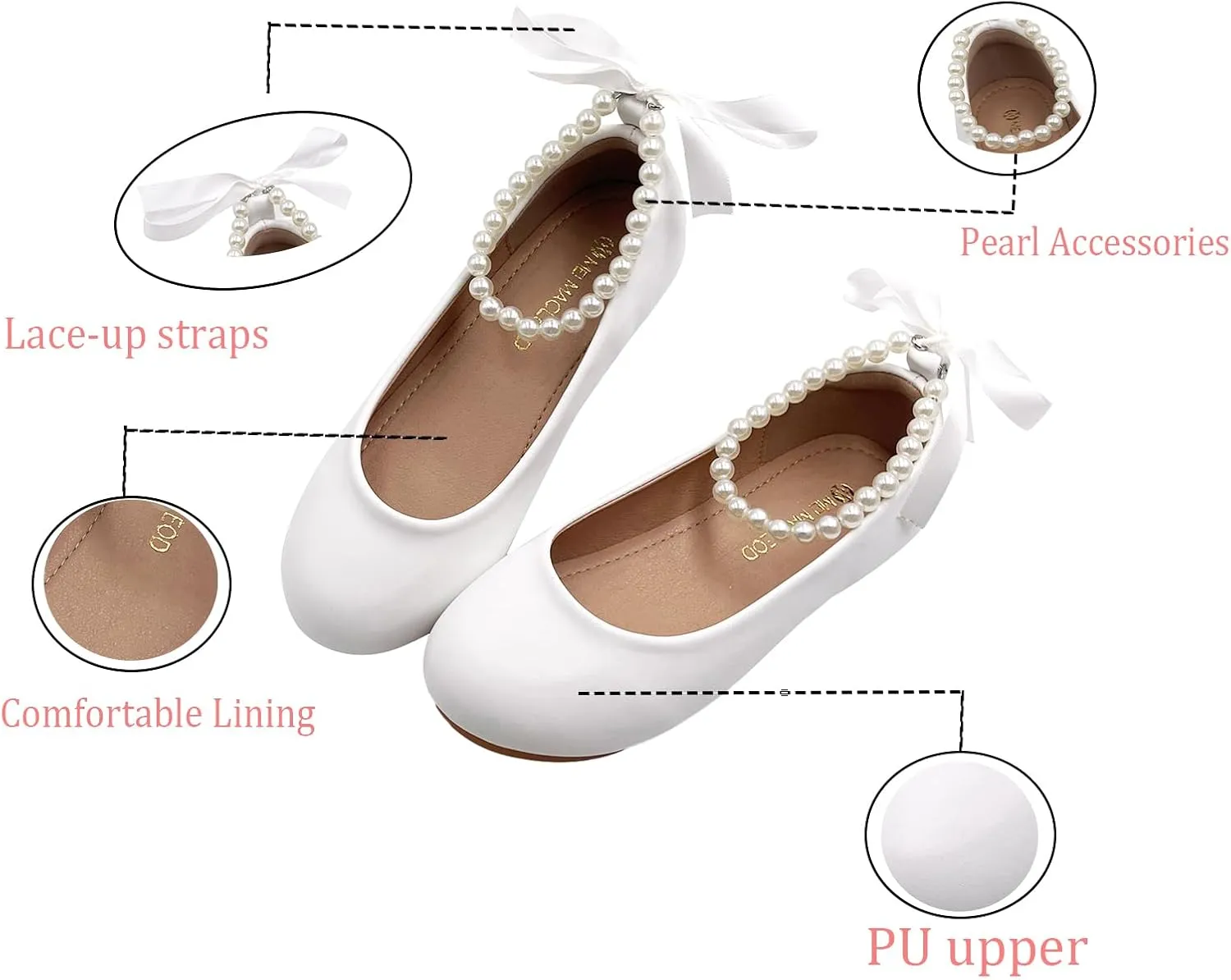 Toddler Flower Girl's Dress Shoes Mary Jane Ballet Shoes for Party,School, Birthday,Performance,Wedding