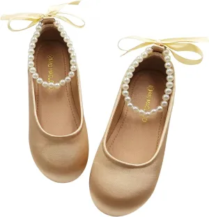 Toddler Flower Girl's Dress Shoes Mary Jane Ballet Shoes for Party,School, Birthday,Performance,Wedding