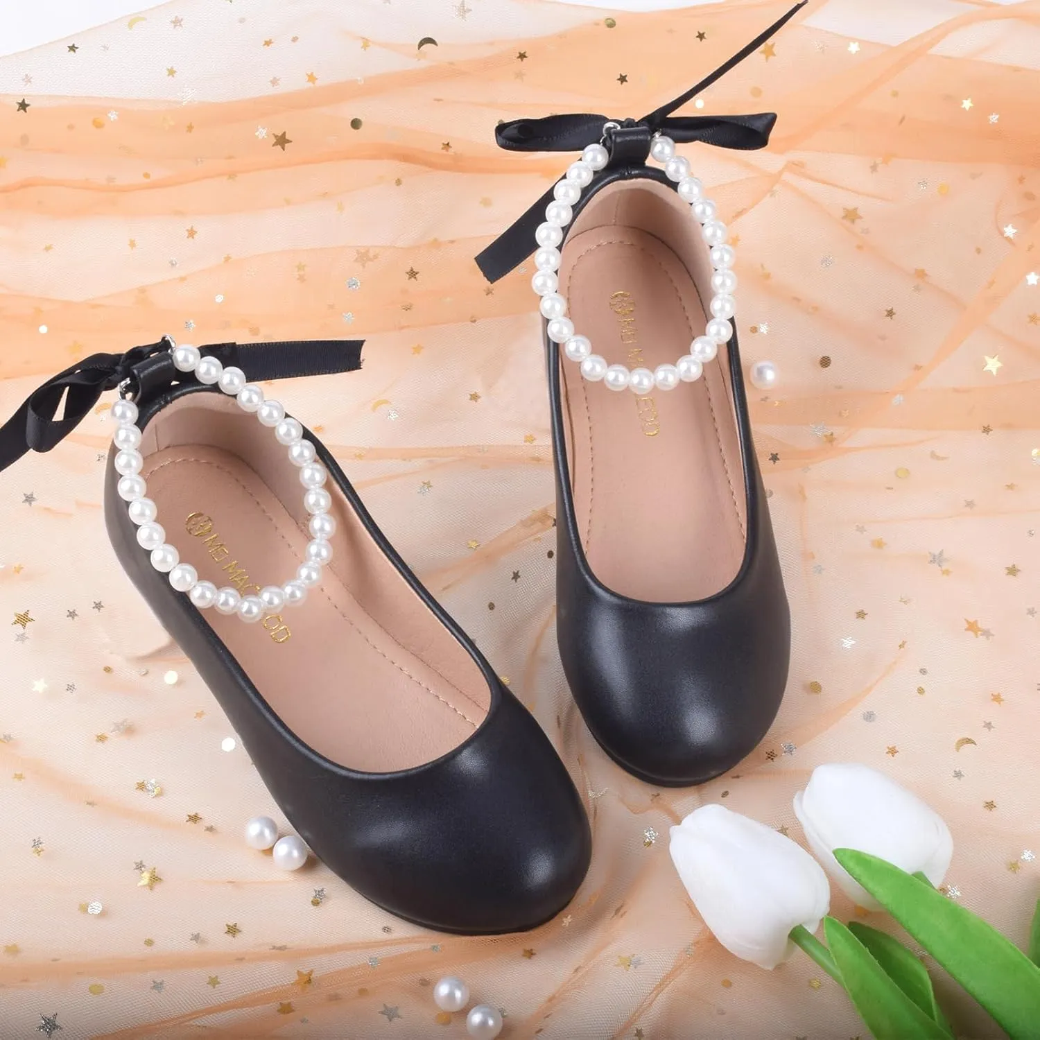 Toddler Flower Girl's Dress Shoes Mary Jane Ballet Shoes for Party,School, Birthday,Performance,Wedding