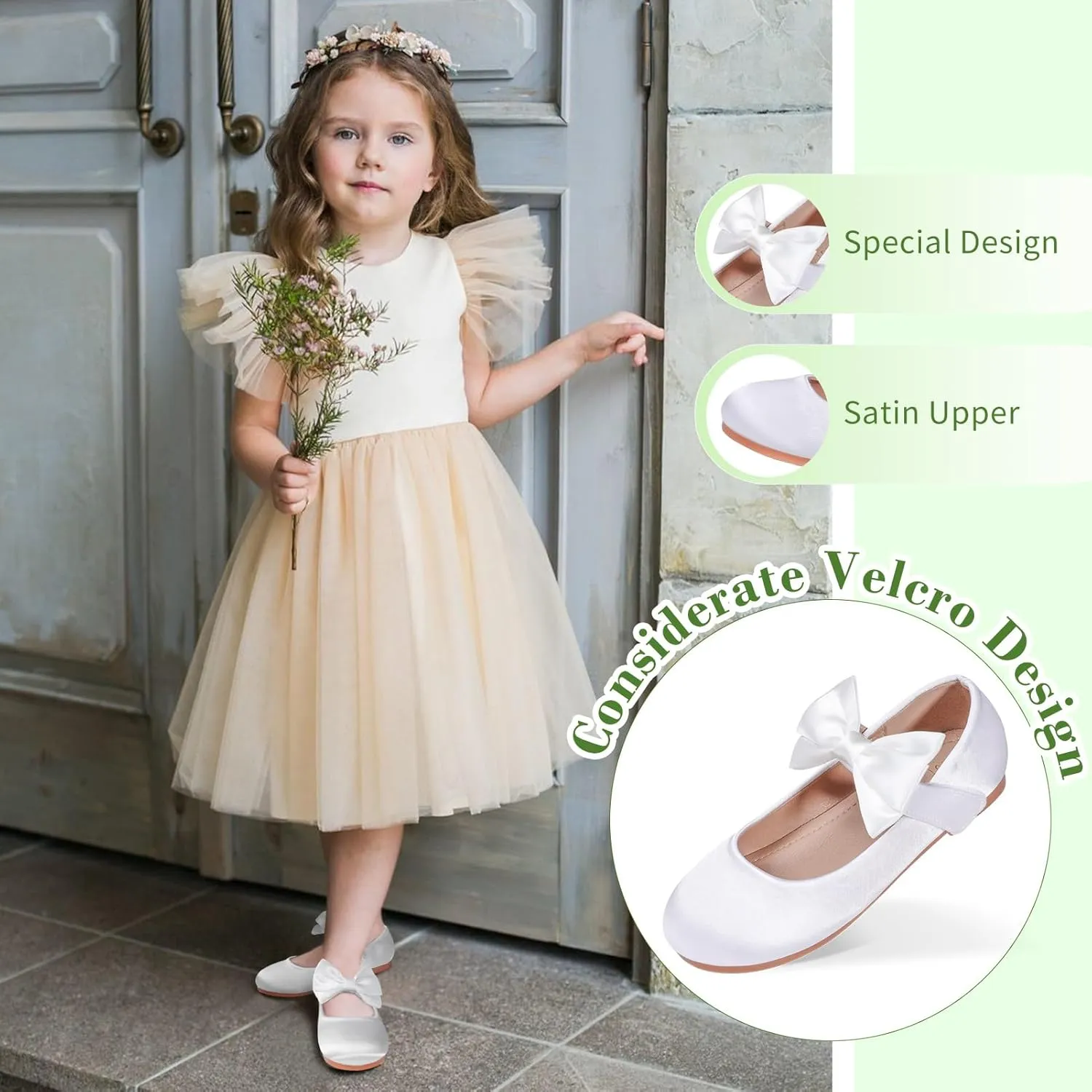 Toddler Girl Dress Shoes Flower Girl Bowknot Mary Jane Ballet Flats Wedding Party School Communion Princess Shoes