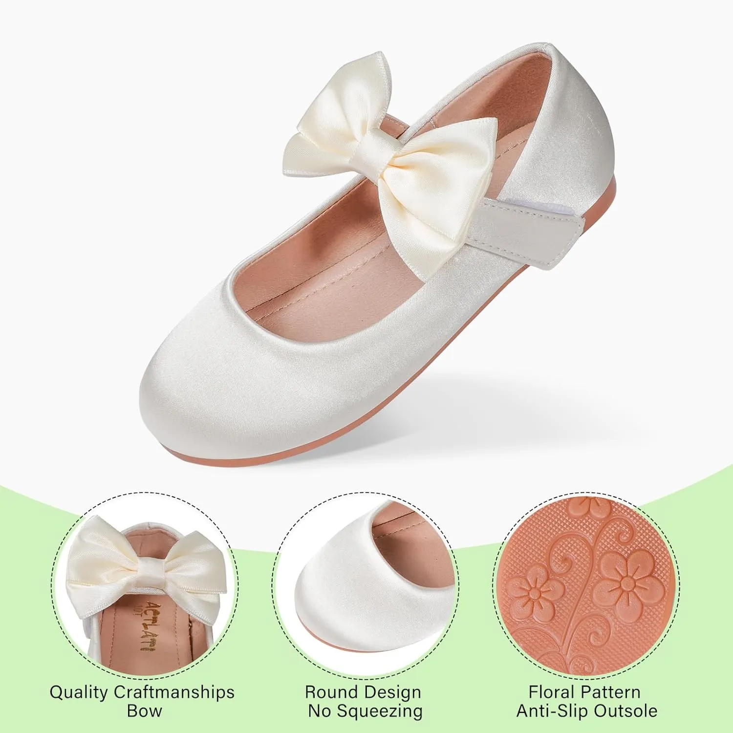 Toddler Girl Dress Shoes Flower Girl Bowknot Mary Jane Ballet Flats Wedding Party School Communion Princess Shoes