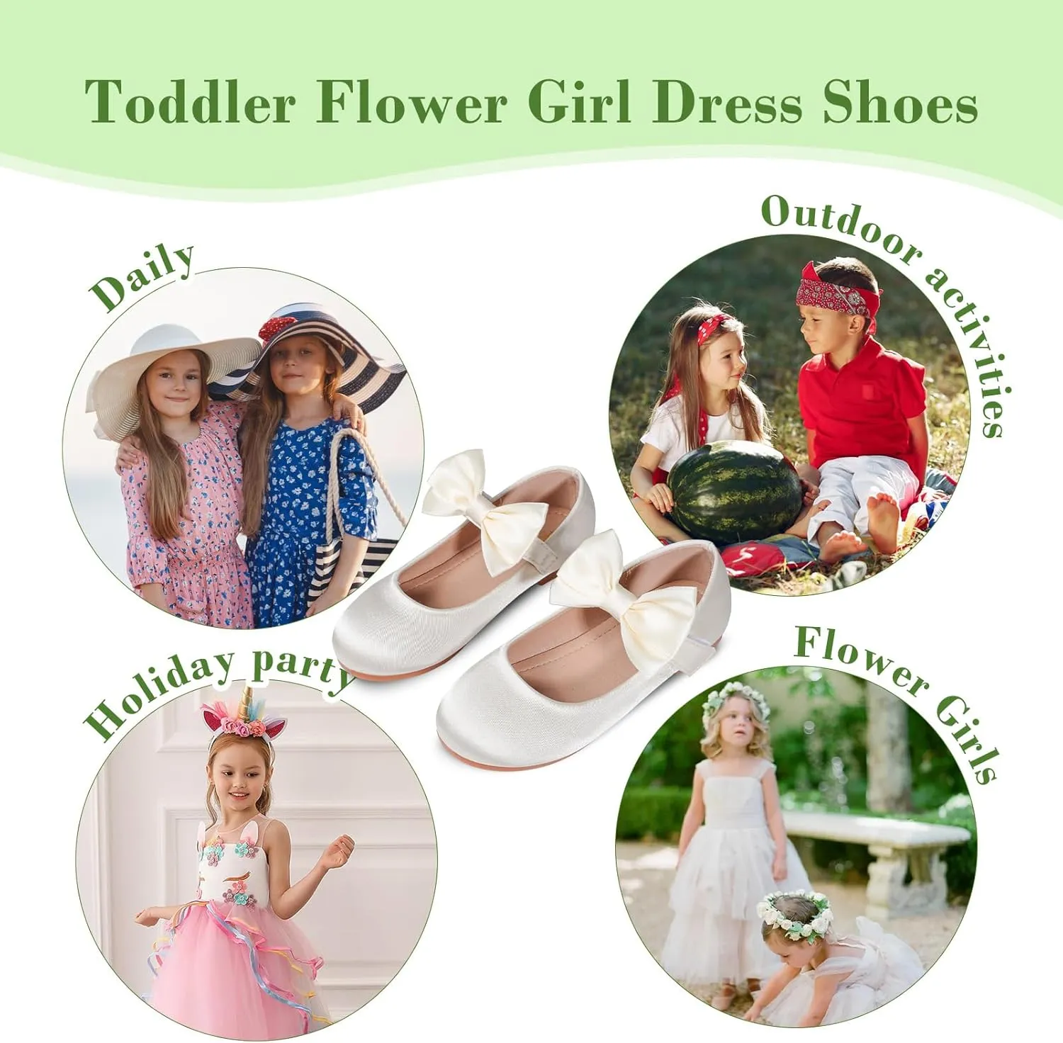 Toddler Girl Dress Shoes Flower Girl Bowknot Mary Jane Ballet Flats Wedding Party School Communion Princess Shoes