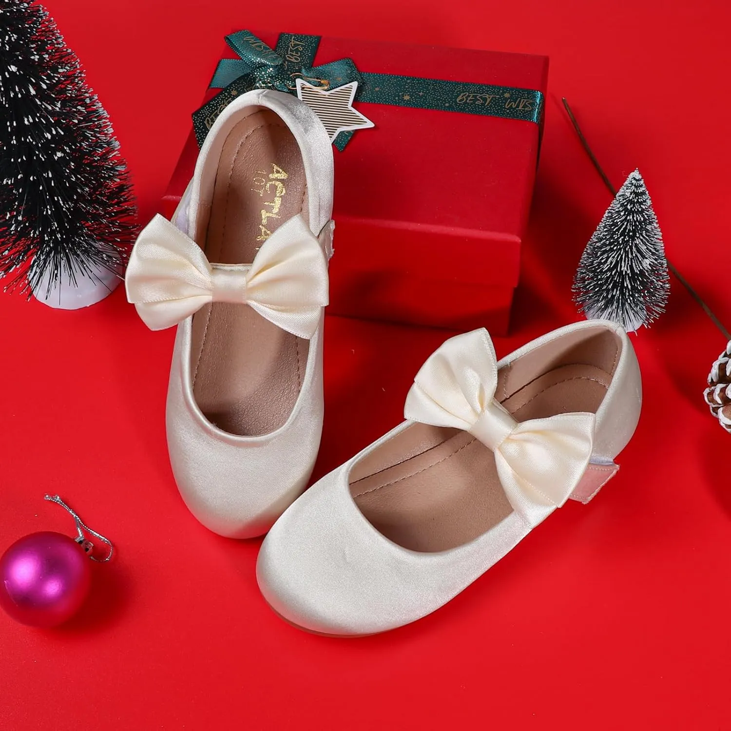 Toddler Girl Dress Shoes Flower Girl Bowknot Mary Jane Ballet Flats Wedding Party School Communion Princess Shoes