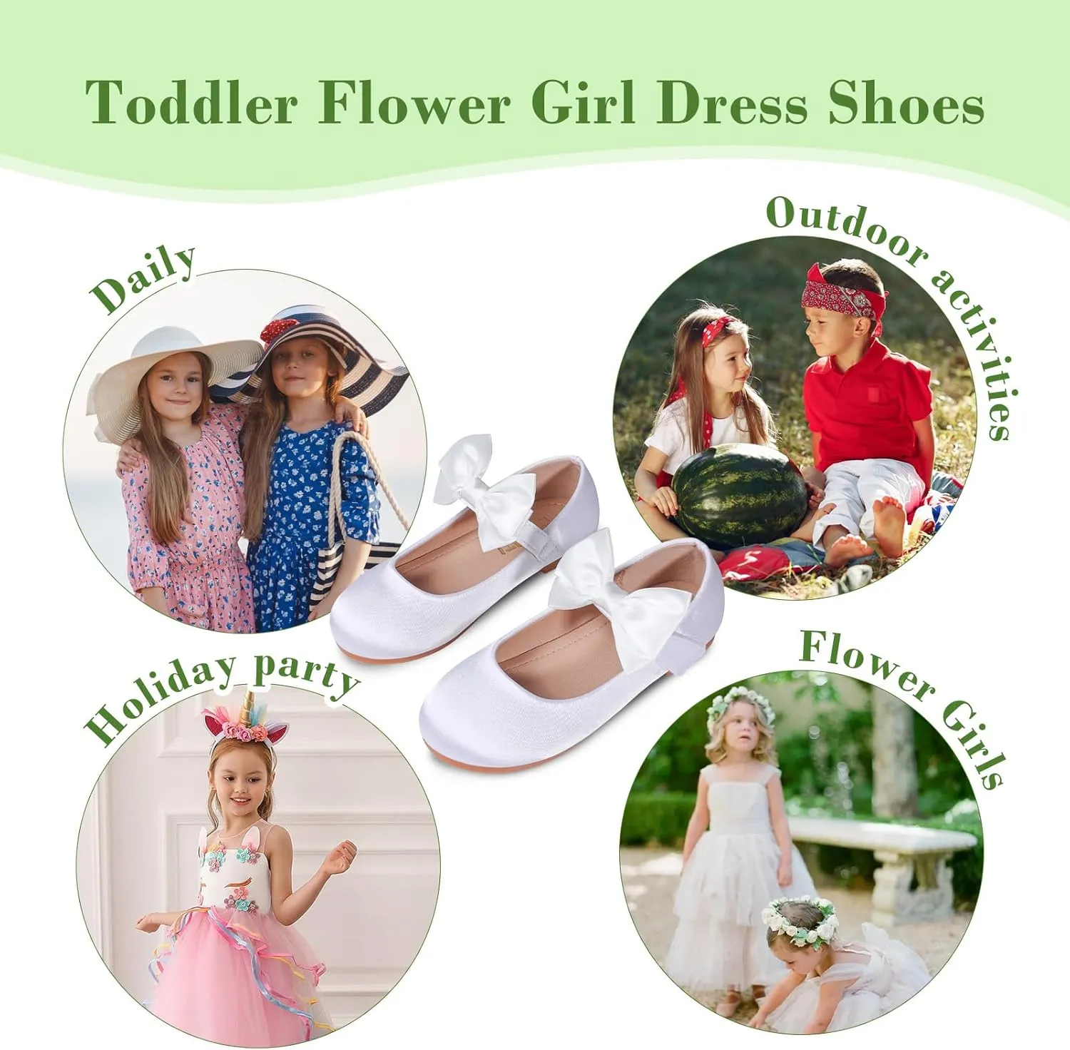 Toddler Girl Dress Shoes Flower Girl Bowknot Mary Jane Ballet Flats Wedding Party School Communion Princess Shoes