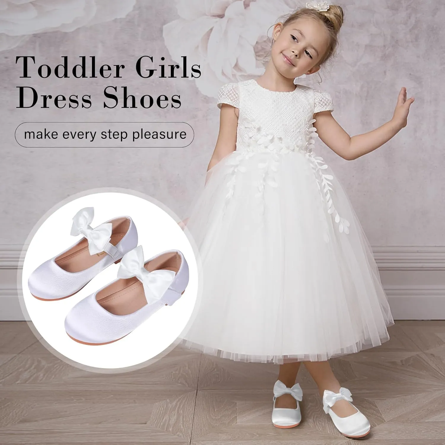 Toddler Girl Dress Shoes Flower Girl Bowknot Mary Jane Ballet Flats Wedding Party School Communion Princess Shoes