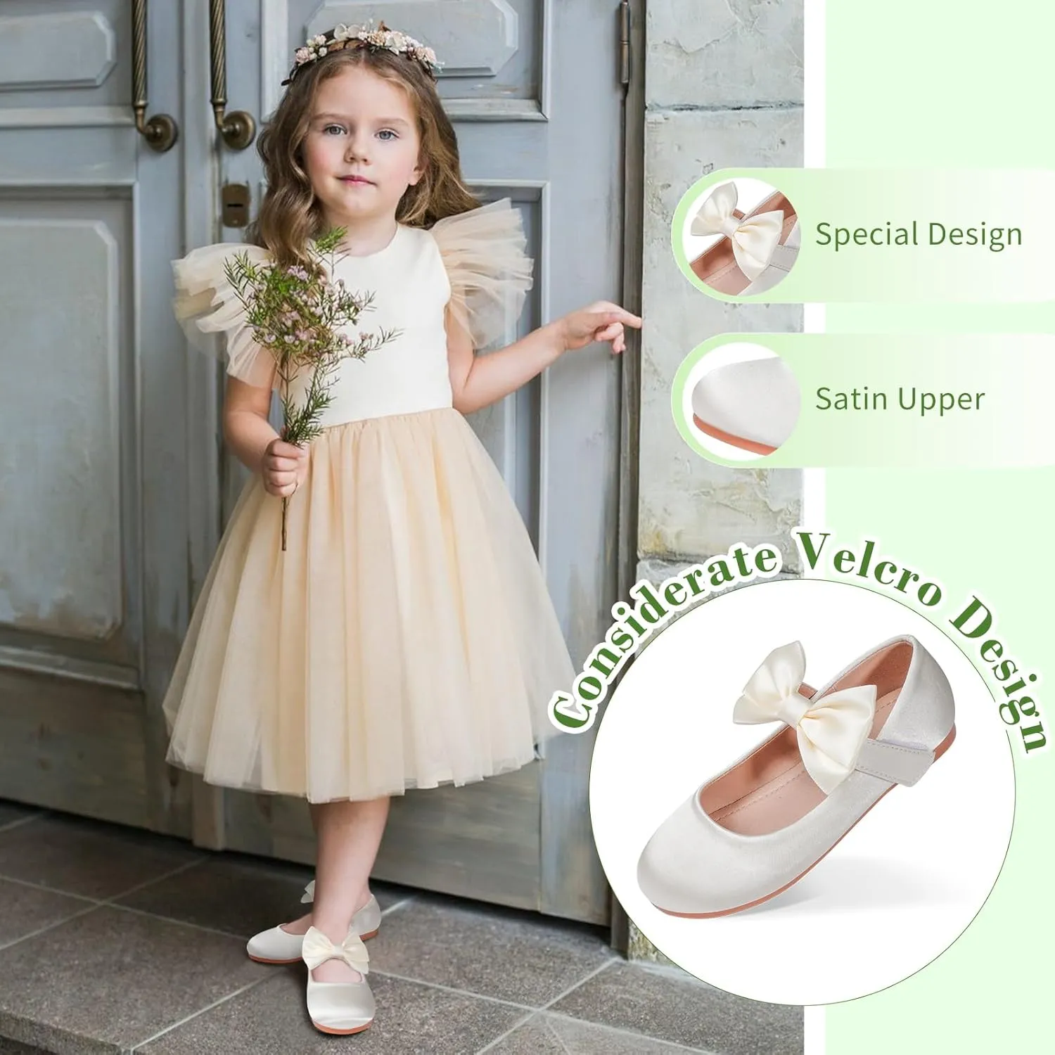Toddler Girl Dress Shoes Flower Girl Bowknot Mary Jane Ballet Flats Wedding Party School Communion Princess Shoes