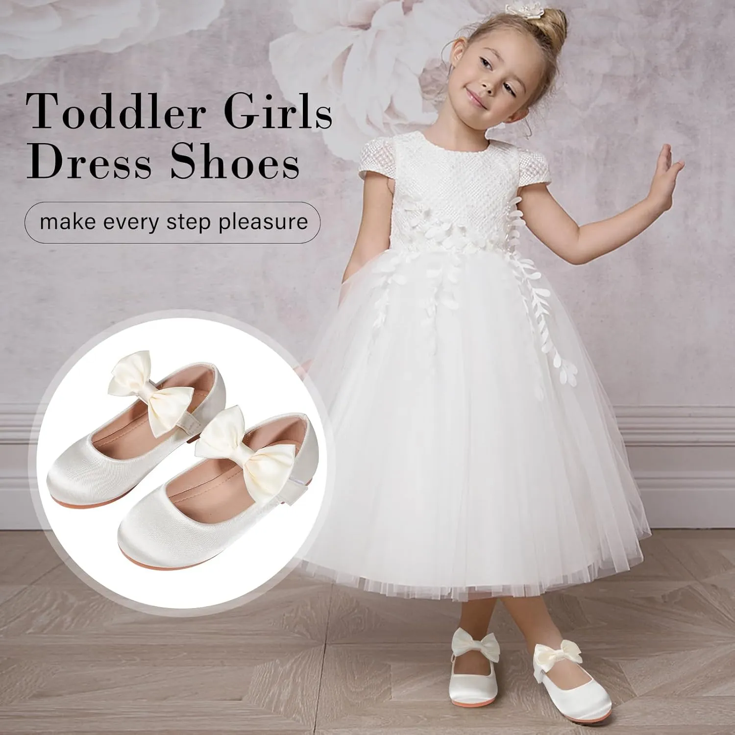 Toddler Girl Dress Shoes Flower Girl Bowknot Mary Jane Ballet Flats Wedding Party School Communion Princess Shoes