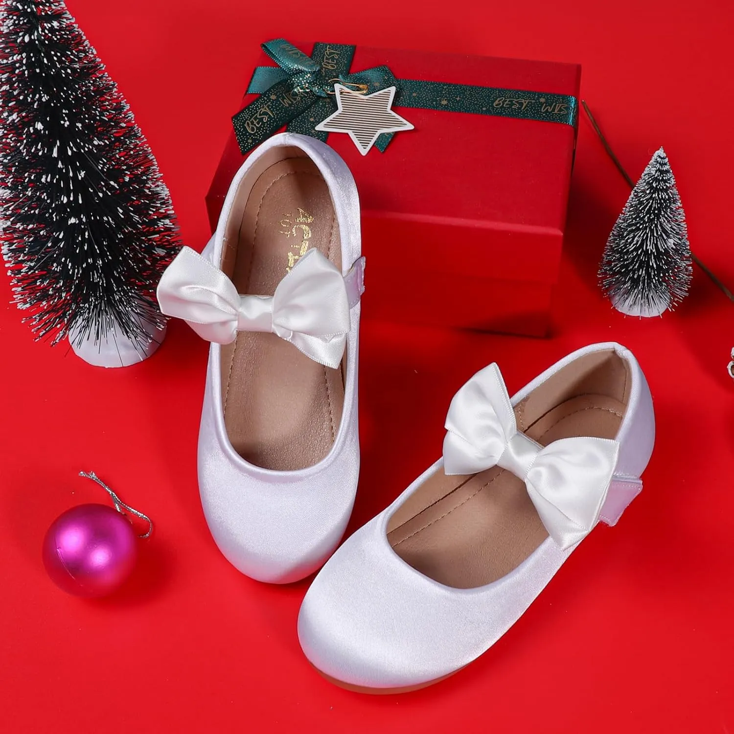 Toddler Girl Dress Shoes Flower Girl Bowknot Mary Jane Ballet Flats Wedding Party School Communion Princess Shoes