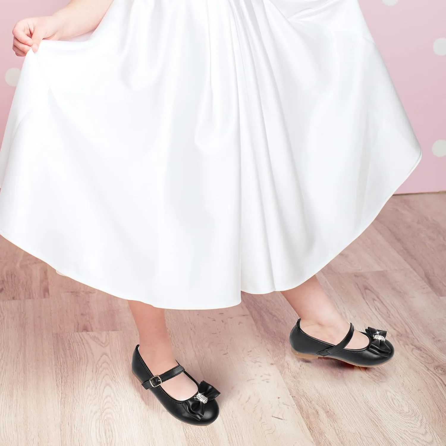 Toddler Girls Flats Mary Jane Shoes Flower Girl Dress Shoes School Wedding Party Ballet Flats for Little Kids