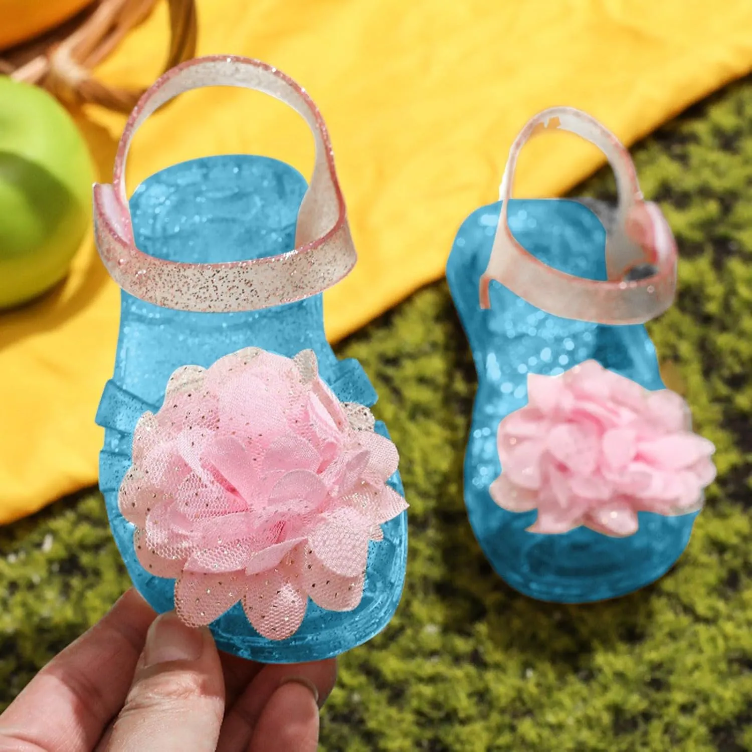 Toddler Girls Jelly Sandals Flower Closed Toe Princess Flat Summer Dress Shoes Fisherman Gladiator Water Beach Flat Sandals