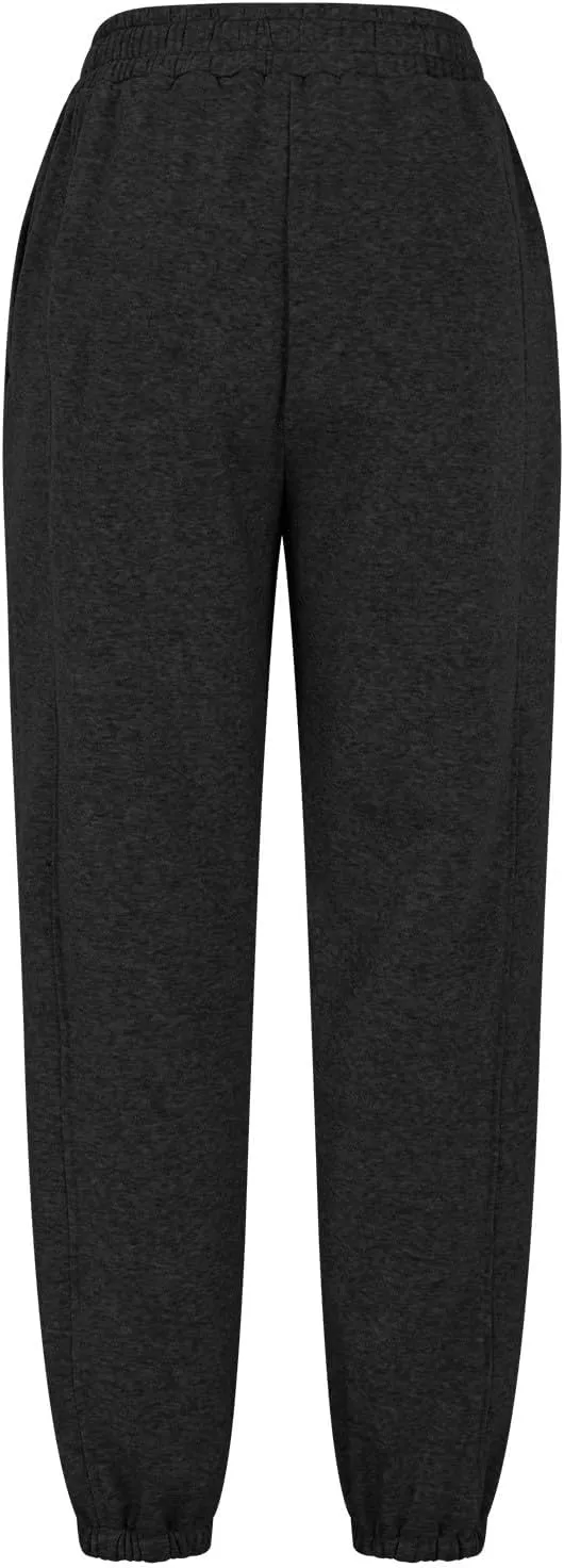Track Pants for Women Baggy Loose Mid Rise Sweatpants Fleece Workout Active Long Jogger Sweat Pants with Pockets