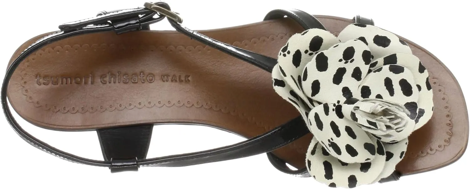 Tsumori Chisato Walk 4077 Flat Sandals with Flower Motif