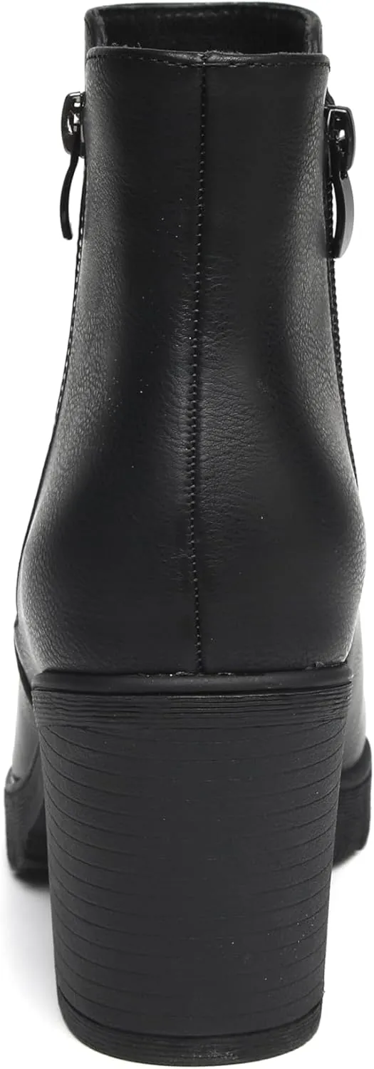 TYNDALL Women's Low Heel Platform Chunky Heel Ankle Boots Booties for Women