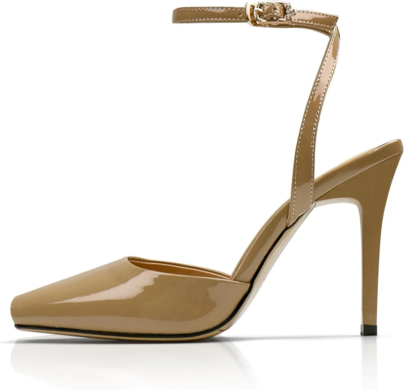 UBWDU Womens Peep Toe Heels Square Open Toe Ankle Strap Stiletto High Heel Sandals Dress Party Fashion Shoes