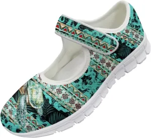 UNICEU Southwestern Style Women's Mary Jane Flat Shoes Party Footwear Mesh Non Slip Breathable Athletic Shoes Casual Dress Shoes Ballet Flats