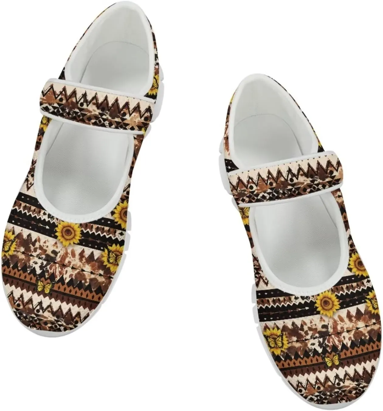 UNICEU Southwestern Style Women's Mary Jane Flat Shoes Party Footwear Mesh Non Slip Breathable Athletic Shoes Casual Dress Shoes Ballet Flats