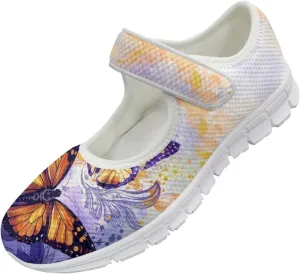 UNICEU Women Mary Jane Shoes Butterfly Shoes Casual Footwear Low Top Flats Shoes Ballet Flat Mesh Athletic Shoes for Ladies