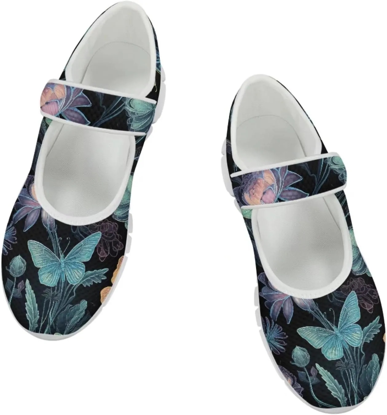 UNICEU Women Mary Jane Shoes Butterfly Shoes Casual Footwear Low Top Flats Shoes Ballet Flat Mesh Athletic Shoes for Ladies