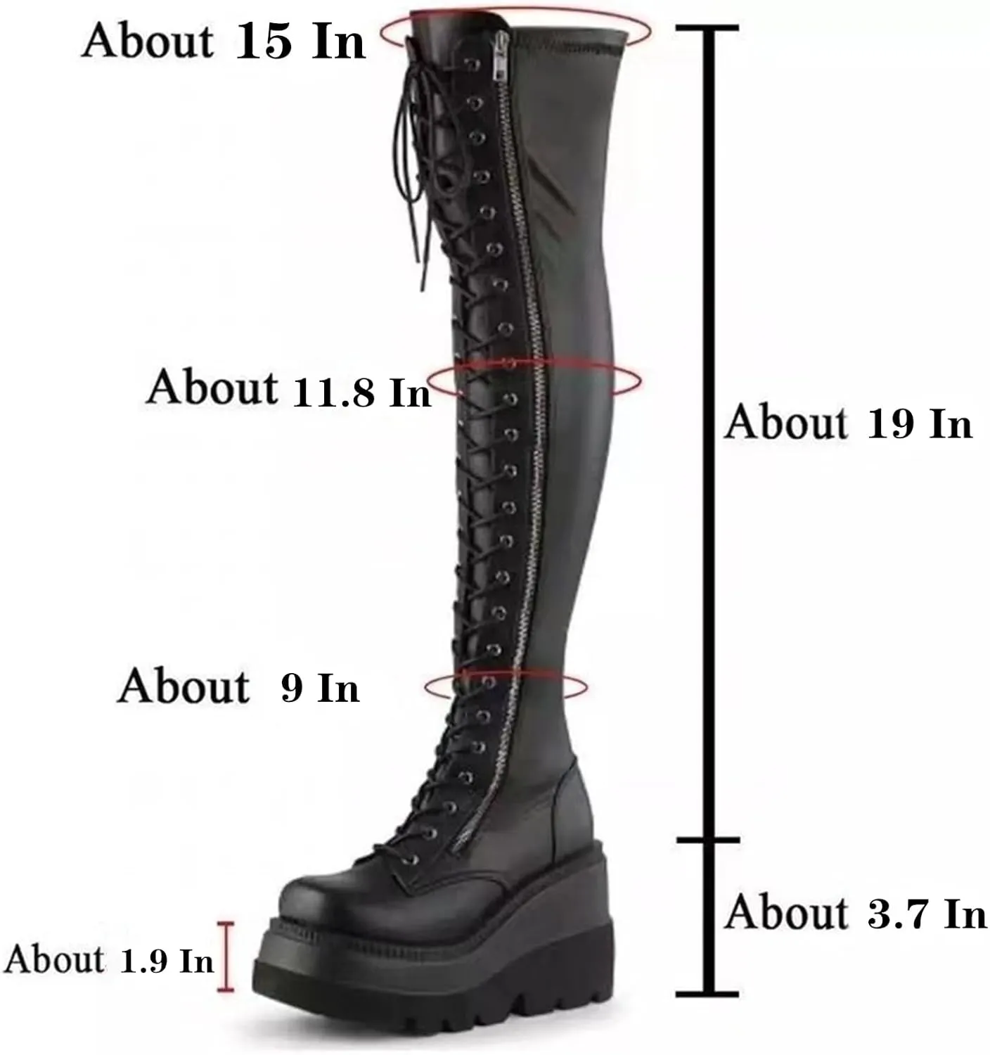 UOQAPRE Womens High Platform Mid Calf Wedges Chunky Booties Heel Round-Toe Side Zip Winter Punk Combat Boots For Women