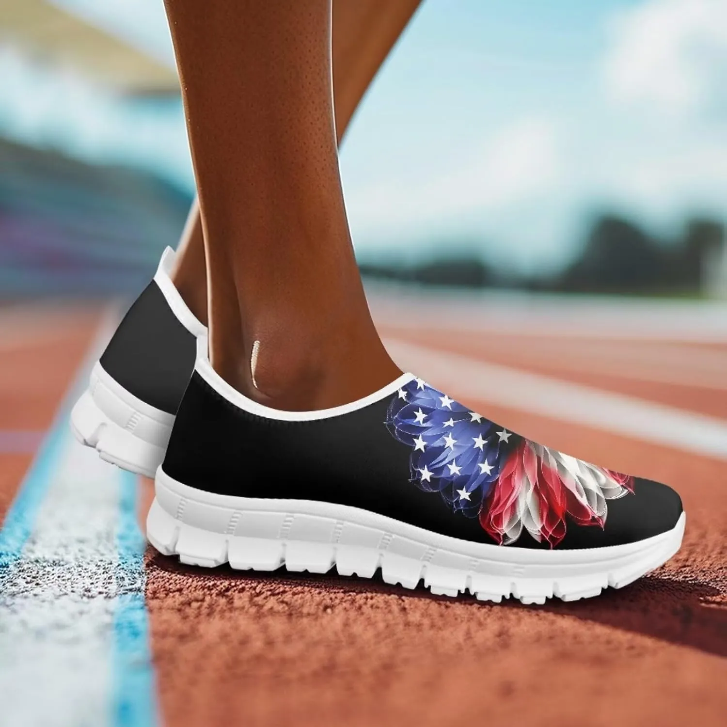 USA Flag Print Men Slip on Walking Shoes Sock Shoe Women Mesh Casual Fashion Tennis Running Sneakers Non Slip Tennis Patriots Sneakers Workout