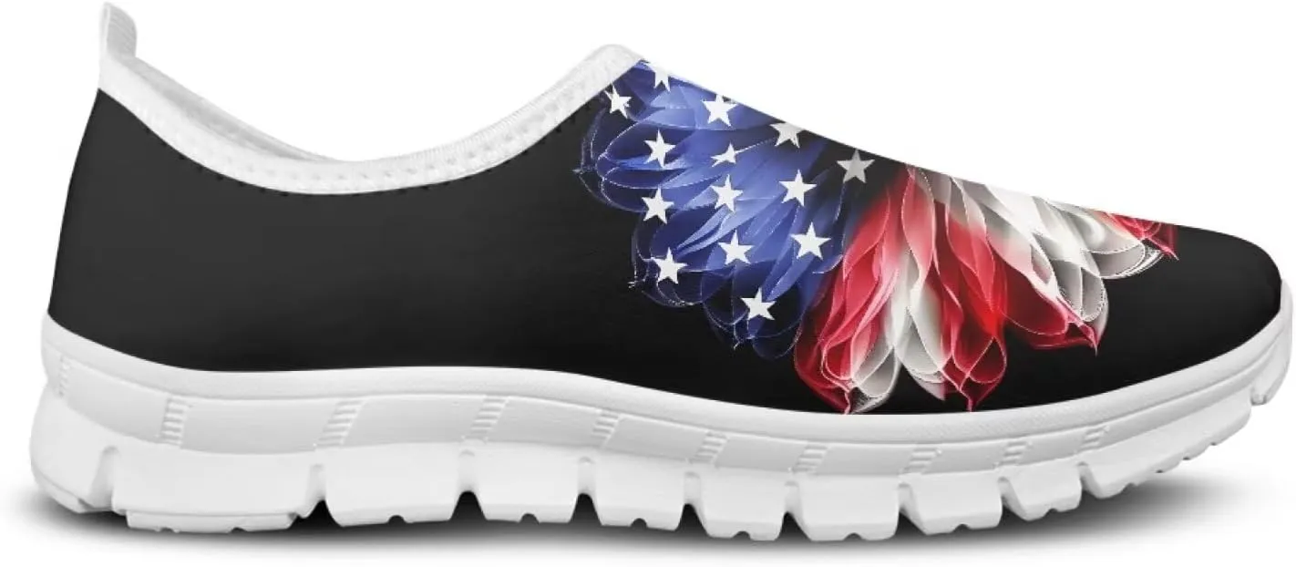 USA Flag Print Men Slip on Walking Shoes Sock Shoe Women Mesh Casual Fashion Tennis Running Sneakers Non Slip Tennis Patriots Sneakers Workout