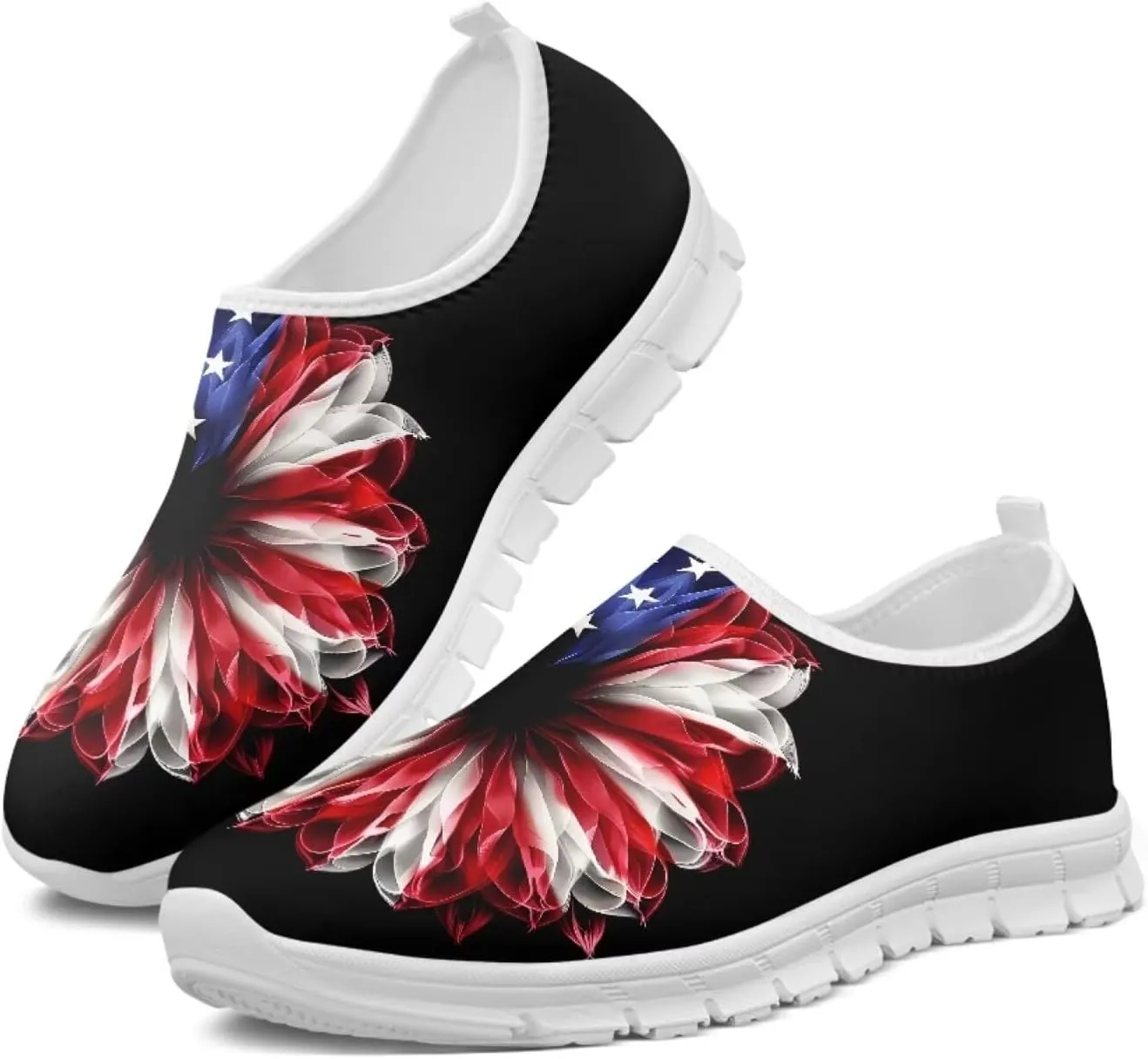 USA Flag Print Men Slip on Walking Shoes Sock Shoe Women Mesh Casual Fashion Tennis Running Sneakers Non Slip Tennis Patriots Sneakers Workout