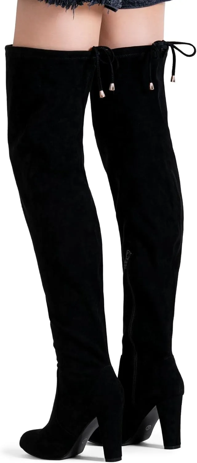 Vepose Women's 992 Thigh High Over The Knee Boots, Suede Long Boots with High Heel and Inner Zipper