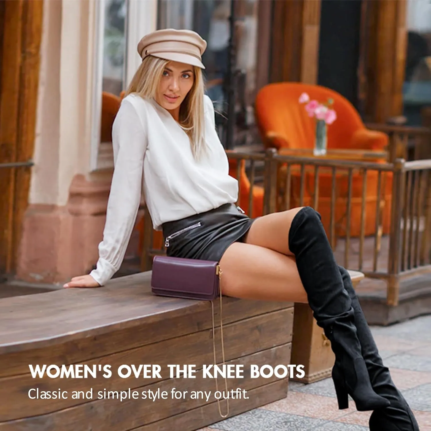 Vepose Women's 992 Thigh High Over The Knee Boots, Suede Long Boots with High Heel and Inner Zipper