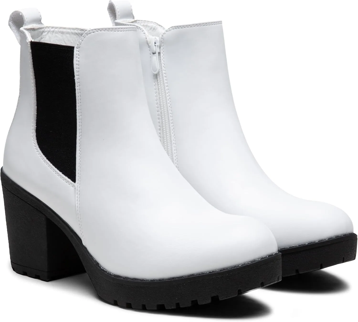Vepose Women’s Ankle Chunky Heeled Boots Platform Chelsea Retro Short 999 Booties with Zipper