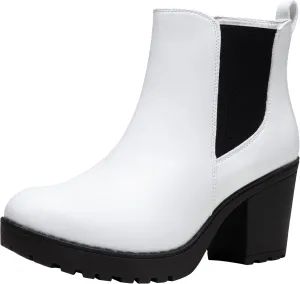 Vepose Women’s Ankle Chunky Heeled Boots Platform Chelsea Retro Short 999 Booties with Zipper