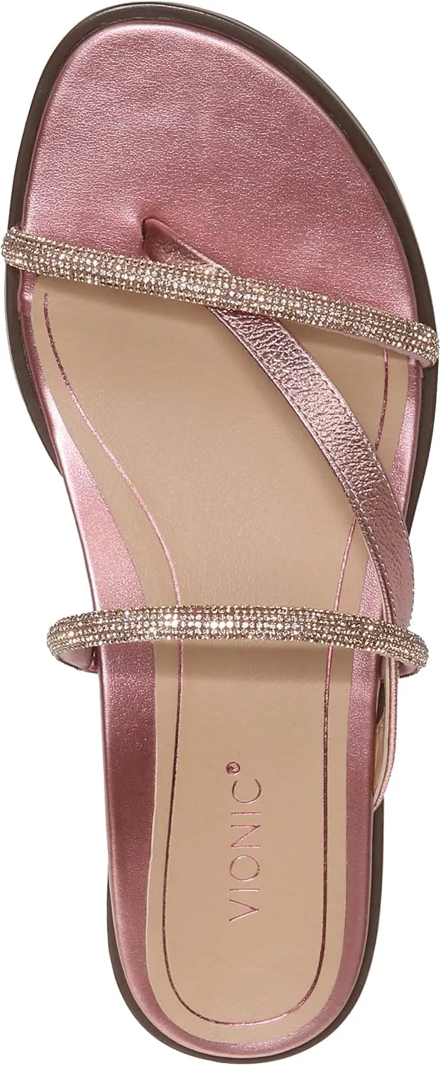 Vionic Women's Citrine Prism Flat Comfort Sandal- Supportive Slide Walking Sandals That Includes an Orthotic Insole and Cushioned Outsole for Arch Support, Medium and Wide Widths